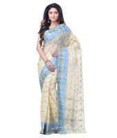 Women Pure Bengal Tant Traditional Handloom Bengali Cotton Saree Noyonchuri Design Without Blouse Piece