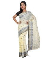 Women Pure Bengal Tant Traditional Handloom Bengali Cotton Saree Noyonchuri Design Without Blouse Piece