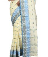 Women Pure Bengal Tant Traditional Handloom Bengali Cotton Saree Noyonchuri Design Without Blouse Piece