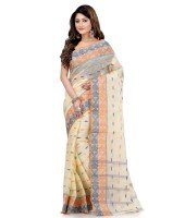 Women Pure Bengal Tant Traditional Handloom Bengali Cotton Saree Noyonchuri Design Without Blouse Piece