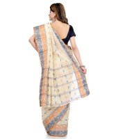 Women Pure Bengal Tant Traditional Handloom Bengali Cotton Saree Noyonchuri Design Without Blouse Piece