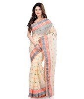 Women Pure Bengal Tant Traditional Handloom Bengali Cotton Saree Noyonchuri Design Without Blouse Piece