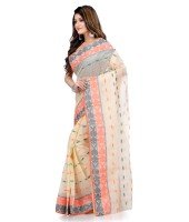 Women Pure Bengal Tant Traditional Handloom Bengali Cotton Saree Noyonchuri Design Without Blouse Piece