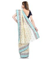 Women Pure Bengal Tant Traditional Handloom Bengali Cotton Saree Noyonchuri Design Without Blouse Piece