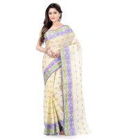 Women Pure Bengal Tant Traditional Handloom Bengali Cotton Saree Noyonchuri Design Without Blouse Piece