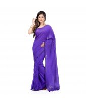 DESH BIDESH Women`s Bengal Khadi Ghicha Handloom Cotton Silk Saree With Blouse Piece (Deep Purple)