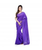 DESH BIDESH Women`s Bengal Khadi Ghicha Handloom Cotton Silk Saree With Blouse Piece (Deep Purple)