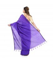 DESH BIDESH Women`s Bengal Khadi Ghicha Handloom Cotton Silk Saree With Blouse Piece (Deep Purple)