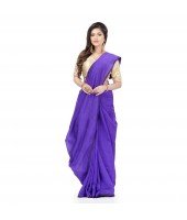 DESH BIDESH Women`s Bengal Khadi Ghicha Handloom Cotton Silk Saree With Blouse Piece (Deep Purple)