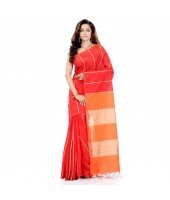 DESH BIDESH Women`s Bengal Handloom Cotton Silk Saree With Blouse Piece (Orange Khaki)