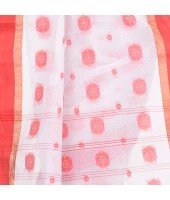  DESH BIDESH Women`s Traditional Bengal Tant Pure Handloom Cotton Saree Woven Fuleswari Design Without Blouse Piece (Red White)