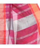 DESH BIDESH Women`s Handloom Cotton Silk Saree Jacquard Maheswari Design Zari Work With Blouse Piece(Mustard Yellow Pink)