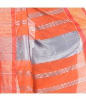 DESH BIDESH Women`s Handloom Cotton Silk Saree Jacquard Maheswari Design Zari Work With Blouse Piece(Blue Orange)