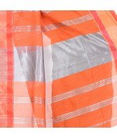 DESH BIDESH Women`s Handloom Cotton Silk Saree Jacquard Maheswari Design Zari Work With Blouse Piece(Light Green Orange)