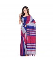 DESH BIDESH Women`s Bengal Khadi Ghicha Handloom Cotton Silk Saree With Blouse Piece (Ink Red Grey)