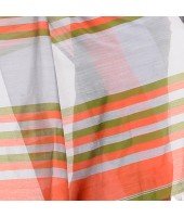 Women`s Bengal Khadi Ghicha Handloom Cotton Silk Saree With Blouse Piece (Orange Silver Green)