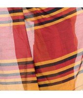 DESH BIDESH Women`s Bengal Khadi Ghicha Handloom Cotton Silk Saree With Blouse Piece (Black Yellow Red)