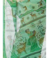 Sakuntala Devi Design Handloom Cotton Traditional Bengal Tant Saree With  Green and White