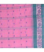 DESH BIDESH Women`s Traditional Tant Pure Cotton Handloom Saree Woven Sudarshana Designer Without Blouse Piece (Pink)